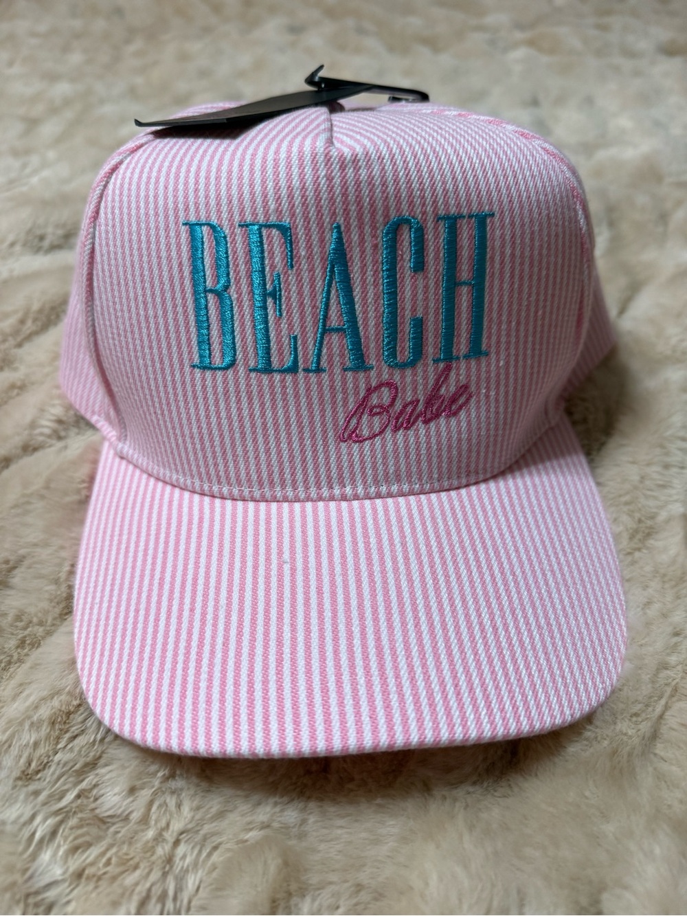 BEACH Babe Pink Seersucker Cap